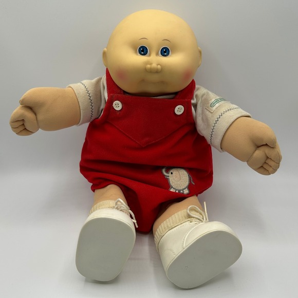 Vintage 1982 Cabbage Patch Kids Preemie Doll Coleco Boy Bald Blue Eyes Elephant - Picture 1 of 11